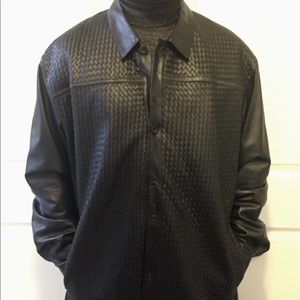 New Claude Lamont Men’s Woven Leather Jacket